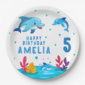 Cute Dolphin Sea Animals Birthday Party Papieren Bordje (Voorkant)