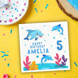 Cute Dolphin Sea Animals Birthday Party Servet