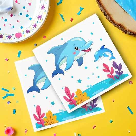 Cute Dolphin Sea Animals Birthday Party Servet
