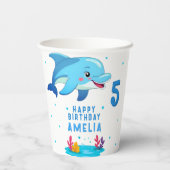 Cute Dolphin Sea Animals Kids Birthday Party Papieren Bekers (Achterkant)