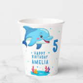 Cute Dolphin Sea Animals Kids Birthday Party Papieren Bekers (Voorkant)