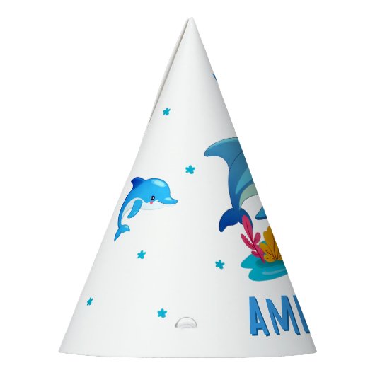 Cute Dolphin Sea Animals Name Birthday Feesthoedjes (Links)