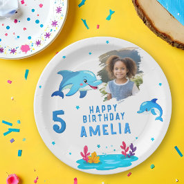 Cute Dolphin Sea Animals Photo Birthday Party Papieren Bordje