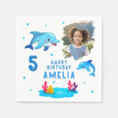 Cute Dolphin Sea Animals Photo Birthday Party Servet (Voorkant)