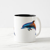 Cute Dolphin Tweekleurige Koffiemok (Voorkant rechts)