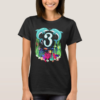 Cute Dolphin Under Sea 3rd Birthday Merching Famil T-shirt