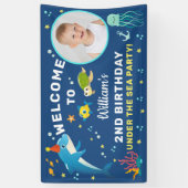 Cute Dolphin under the Zee Birthday Photo Welcome Spandoek (Verticaal)