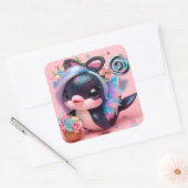 Cute Dolphin Vierkante Sticker (Envelop)