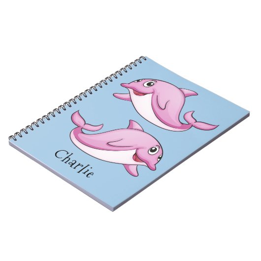 Cute Dolphins, aangepaste naam notitieboek (Linkerzijde)