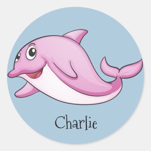 Cute Dolphins, aangepaste naam stickers (Voorkant)