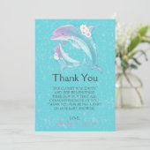 Cute Dolphins Girl Baby shower Hartelijk dank Bedankkaart (Staand voorkant)