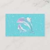 Cute Dolphins Girl Baby shower Visitekaartje (Achterkant)