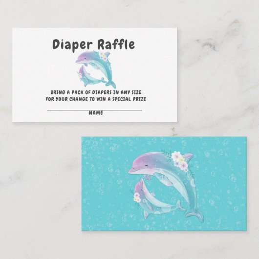 Cute Dolphins Girl Baby shower Visitekaartje (Voorkant / Achterkant)
