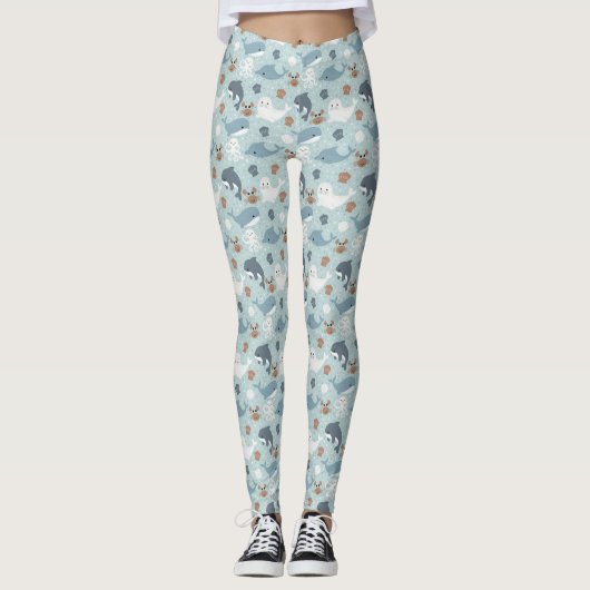 Cute Dolphins, Seals and Octopus Leggings (Voorkant)