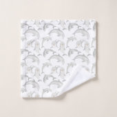 Cute Dolphins Swimming Gray White Ocean Theme Bad Handdoek (Wasdoekje)