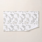 Cute Dolphins Swimming Gray White Ocean Theme Bad Handdoek (Handdoek)