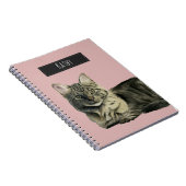 Cute Domestic Medium Hair Cat Waterverf Notitieboek (Rechterzijde)