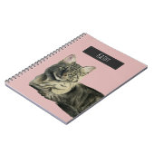 Cute Domestic Medium Hair Cat Waterverf Notitieboek (Linkerzijde)