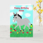 Cute Donkey Cartoon Birthday Kaart (Gele Bloem)