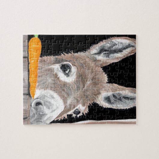 Cute Donkey en een wortel Legpuzzel (Horizontaal)