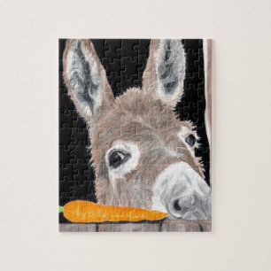 Cute Donkey en een wortel Legpuzzel