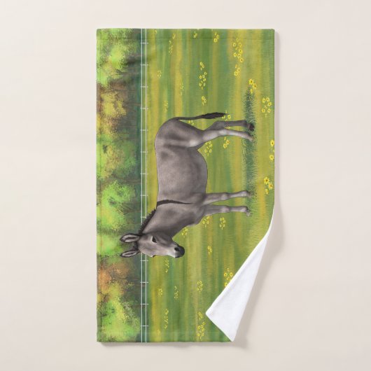 Cute Donkey Grey Burro in Pasture Bad Handdoek (Handdoek)