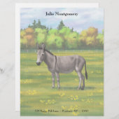 Cute Donkey Grey Burro in Pasture Briefhoofd (Voorkant / Achterkant)