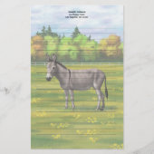 Cute Donkey Grey Burro in Pasture Briefpapier (Voorkant)