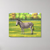 Cute Donkey Grey Burro in Pasture Canvas Afdruk (Voorkant)