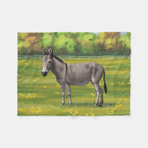Cute Donkey Grey Burro in Pasture Fleece Deken