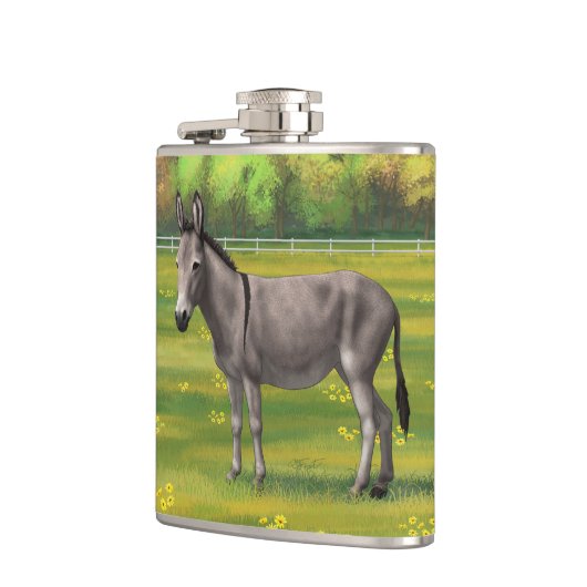 Cute Donkey Grey Burro in Pasture Heupfles (Links)