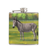 Cute Donkey Grey Burro in Pasture Heupfles (Voorkant)