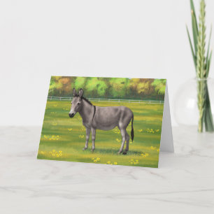 Cute Donkey Grey Burro in Pasture Kaart