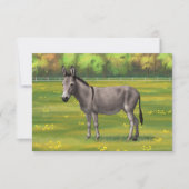 Cute Donkey Grey Burro in Pasture Kaart (Voorkant)