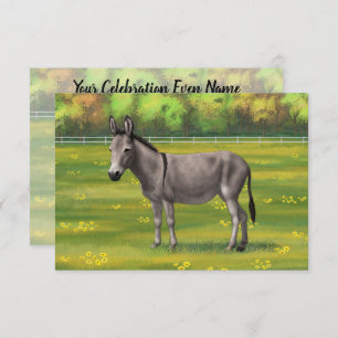 Cute Donkey Grey Burro in Pasture Kaart