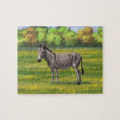 Cute Donkey Grey Burro in Pasture Legpuzzel (Horizontaal)