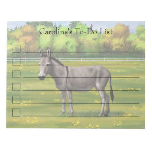Cute Donkey Grey Burro in Pasture Notitieblok