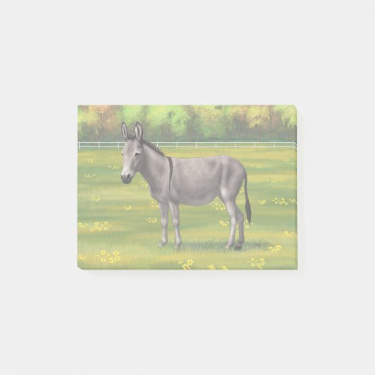 Cute Donkey Grey Burro in Pasture Post-it® Notes (Voorkant)