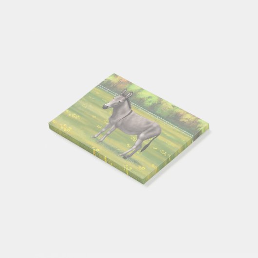 Cute Donkey Grey Burro in Pasture Post-it® Notes (Schuin)