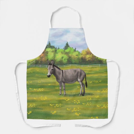 Cute Donkey Grey Burro in Pasture Schort (Voorkant)