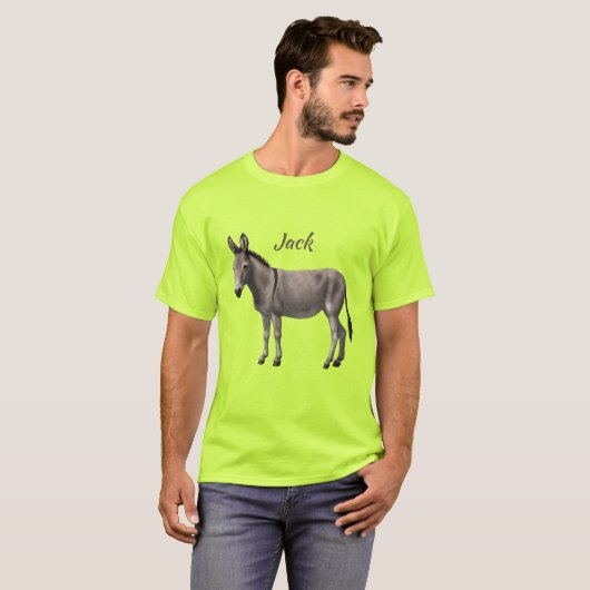 Cute Donkey Grey Burro in Pasture T-shirt (Voorkant volledig)