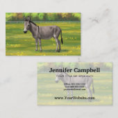 Cute Donkey Grey Burro in Pasture Visitekaartje (Voorkant / Achterkant)