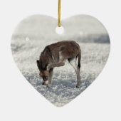 Cute Donkey in sneeuw Keramisch Ornament (Achterkant)