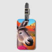 Cute Donkey met bloeiende cactus Bagagelabel (Voorkant (verticaal))