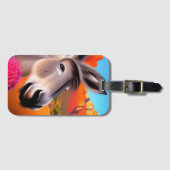 Cute Donkey met bloeiende cactus Bagagelabel (Voorkant (horizontaal))