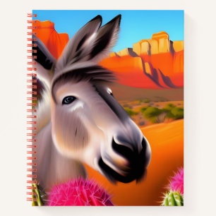 Cute Donkey met bloeiende cactus Notitieboek
