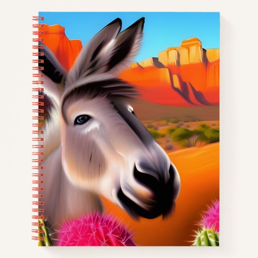 Cute Donkey met bloeiende cactus Notitieboek (Voorkant)