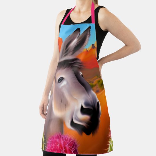 Cute Donkey met bloeiende cactus Schort (Insitu)