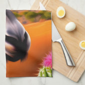 Cute Donkey met bloeiende cactus Theedoek (Quarter Fold)