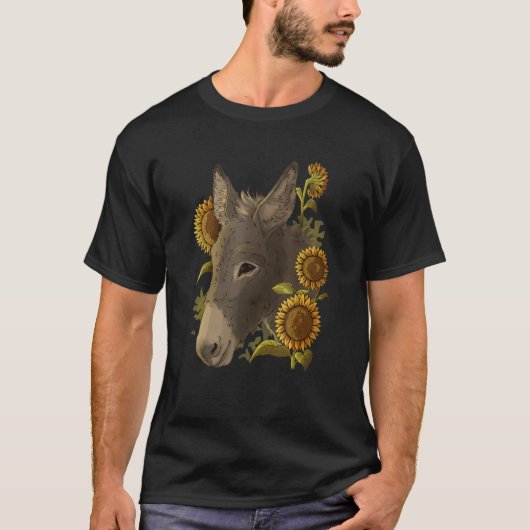 Cute donkey mule Muli motif with sunflowers T-shirt (Voorkant)